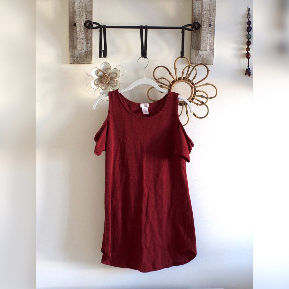 Red shoulder-less Mini Dress